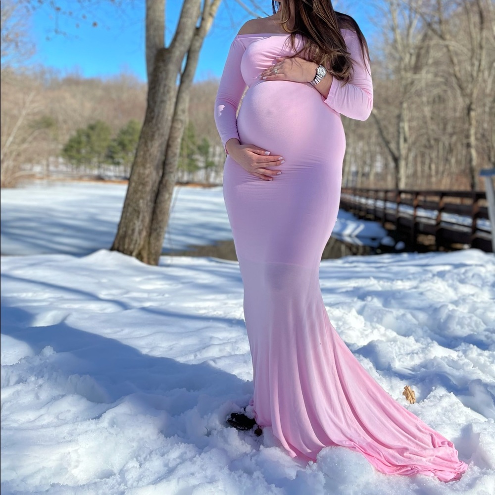 Pink blush maternity dress